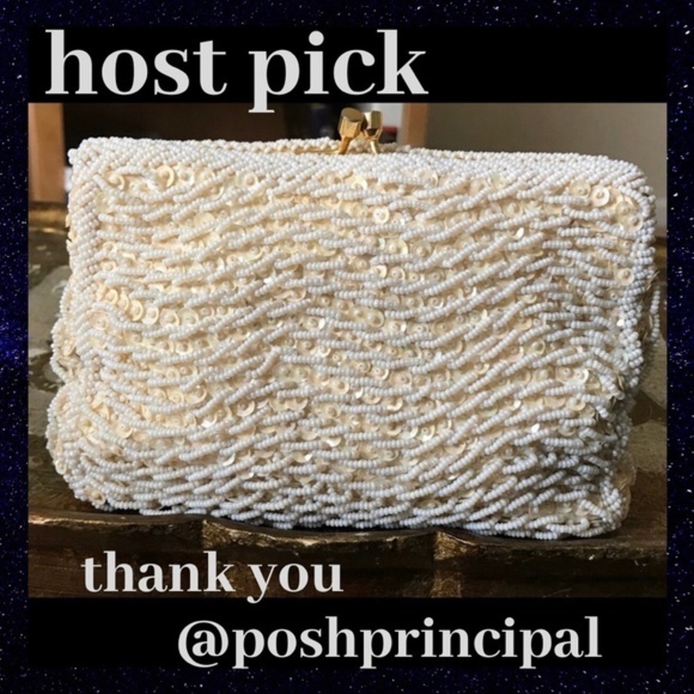 PROM Vintage White Pearl Beaded Purse 1960s🤍